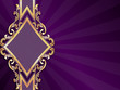 Horizontal diamond-shaped purple banner with gold filigree