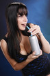 © REDAV - Cute brunette having a silver soda