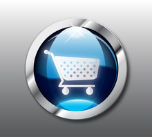 Blue Shopping Button Vector