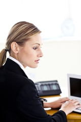 Poster - Serious young businesswoman using her laptop