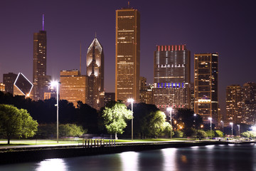 Fototapete - Evening in Chicago