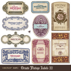 set of ornate vintage labels