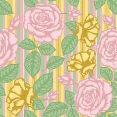 Sticker - Retro flower seamless pattern - roses