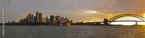 Obraz na płótnie canvas trzyczęściowy "tryptyk" Sydney Harbour duża panorama