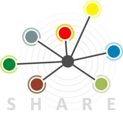 Sticker - Share icon illustration with text and graphics