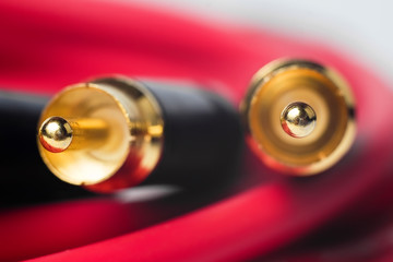 Macro photo of RCA audio cables