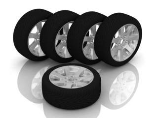 New wheels isolated on white background