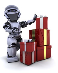 Sticker - robot with gift boxes with bows