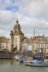 Wall Mural - france; 17; la rochelle : port et grosse horloge