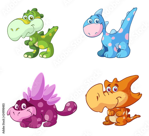 Naklejka ścienna cute baby dinosaur set