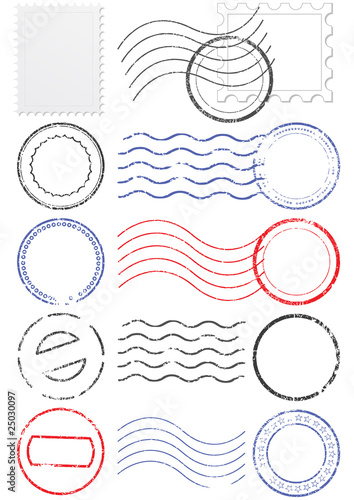 Cuadros en Lienzo Vector set of different postmark and stamps.