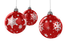 Christmas Ornaments With Clipping Path Over White