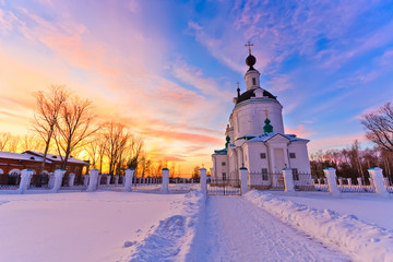 Russian church at sunset