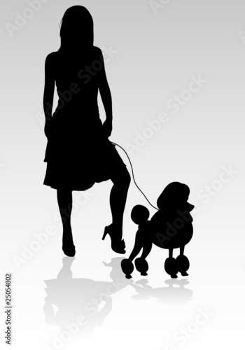 Download Girl With A Poodle Vector Silhouettes Stock Vector Adobe Stock
