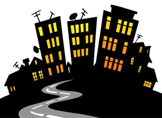 Sticker - Cartoon city skyline