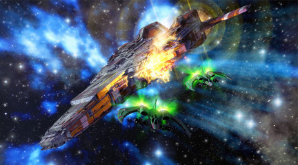 Wall Mural - spaceships battle