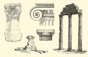 Illustration of old greek symbols