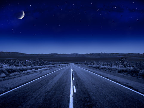 Fototapete - Starry Night Road