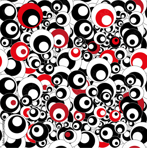 Naklejka na szybę Seamless pattern - Retro black, white and red circles