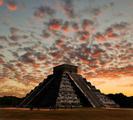 The temples of chichen itza temple in Mexico