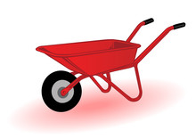 Vector Illustration A Red Wheelbarrow