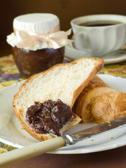 Wall Mural - Croissant with chocolate