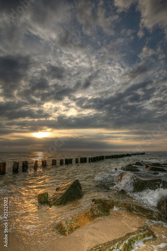 Naklejka na szybę Polish seaside at the Baltic Sea, at the sunset