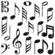 Grunge music notes vector