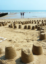 Sandcastles On Beach