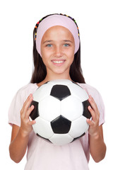 Sticker - Adorable little girl with soccer ball