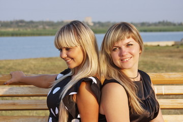 Two beautiful girls on nature