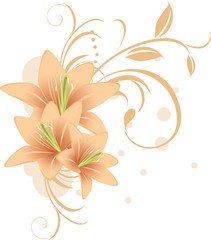Wall Mural - Lilies with decorative ornament. Vector