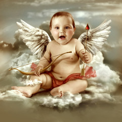 Wall Mural - baby cupid with angel wings