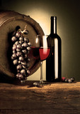 Fototapeta  - red vine with barrel