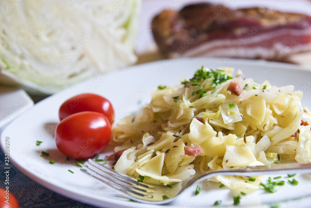 Krautfleckerl mit Speck Stock Photo | Adobe Stock Krautfleckerl mit Speck Stock Photo | Adobe Stock