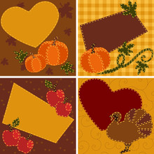 Set Of Quilted Thanksgiving Cards