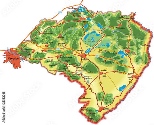 Karte Oberlausitz – Stock-Illustration | Adobe Stock