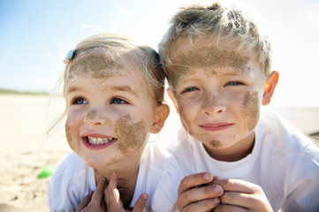 Wall Mural - Sibling smiles