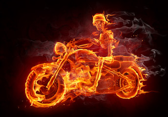 Fotobehang - fire biker