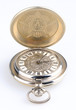 Old style pocket watch openen, on white background