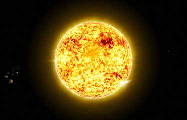Wall Mural - sun in space with asteroid