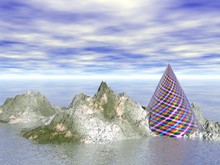 Abstract - Rocky Island With Colour Cone