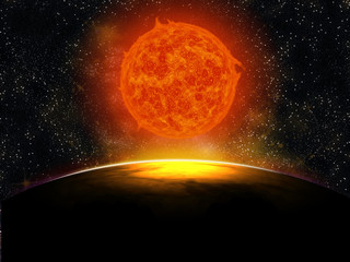 Wall Mural - espace soleil sur planette