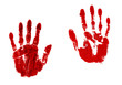 Pair of blood red handprints