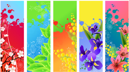 Wall Mural - Set of different floral banners
