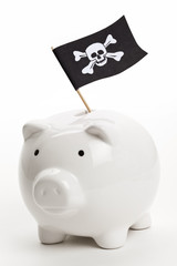 Sticker - Pirate Flag and Piggy Bank