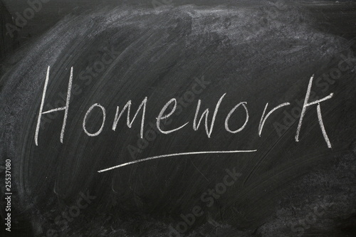 homework written on blackboard
