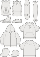 Streetwear Accessories Outline Templates