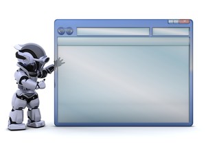 Sticker - robot with empty computer window