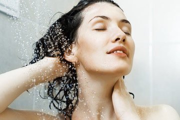 Canvas Print - girl at the shower